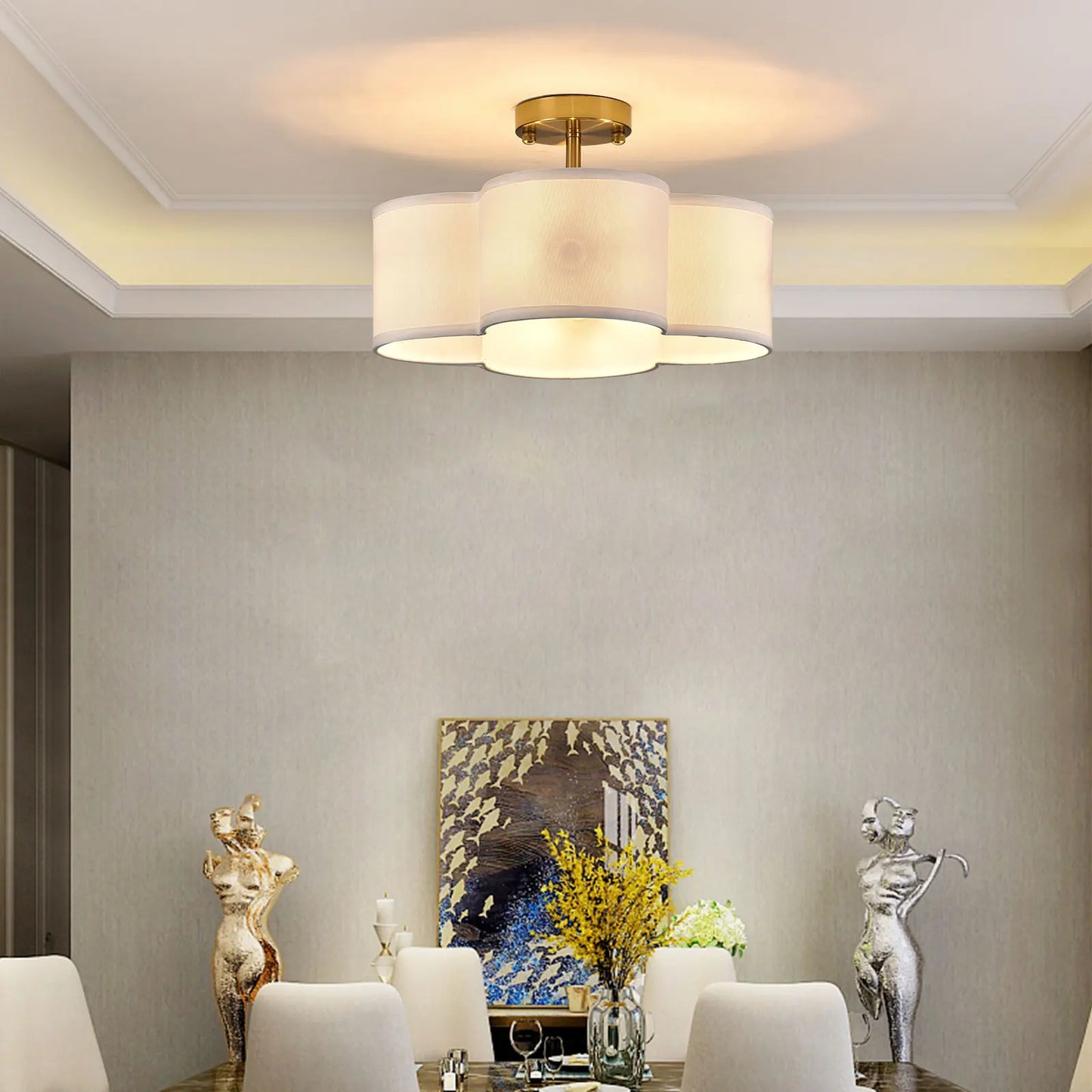 Modern Flower-Shaped Ceiling Light Fixture, E12 Bulb Base 110V Wall Switch Control Indoor Ceiling Mount Lighting Fit 8-12m² Area
