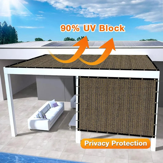 [XMSJ]Outdoor Pergola Shade Cover 7x24 FT Sun Shade Cloth with Grommets Mocha 90% UV Protection Canopy Patio Privacy Screen