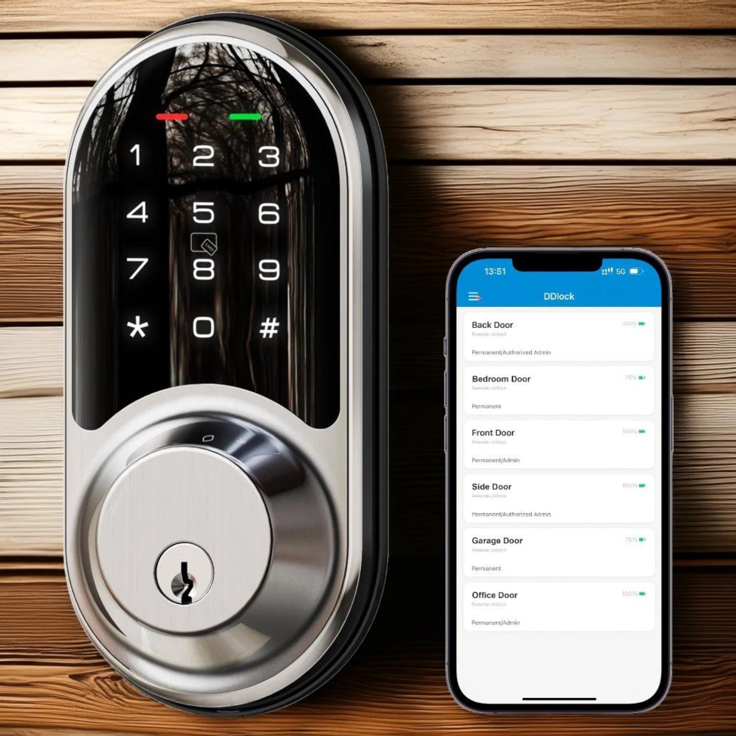Veise RZ06 Smart Lock for Front Door with App Control, Keyless Entry, Electronic Digital Deadbolt with Touchscreen Keypad Set