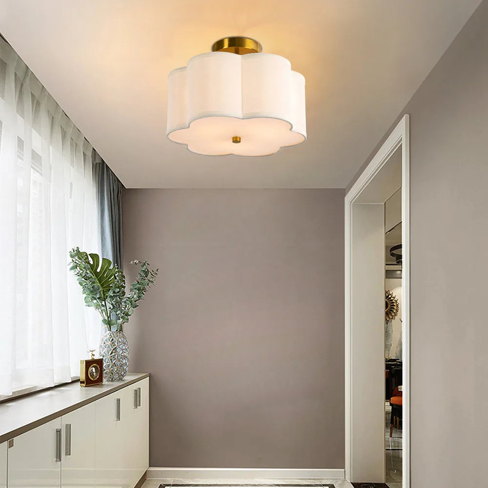 Bymaocar 3 Lights Flush Mount Ceiling Lamp Light Fixture Indoor Lighting Dimming Light Available W/ Drum Shade Fit 10-30㎡ Area