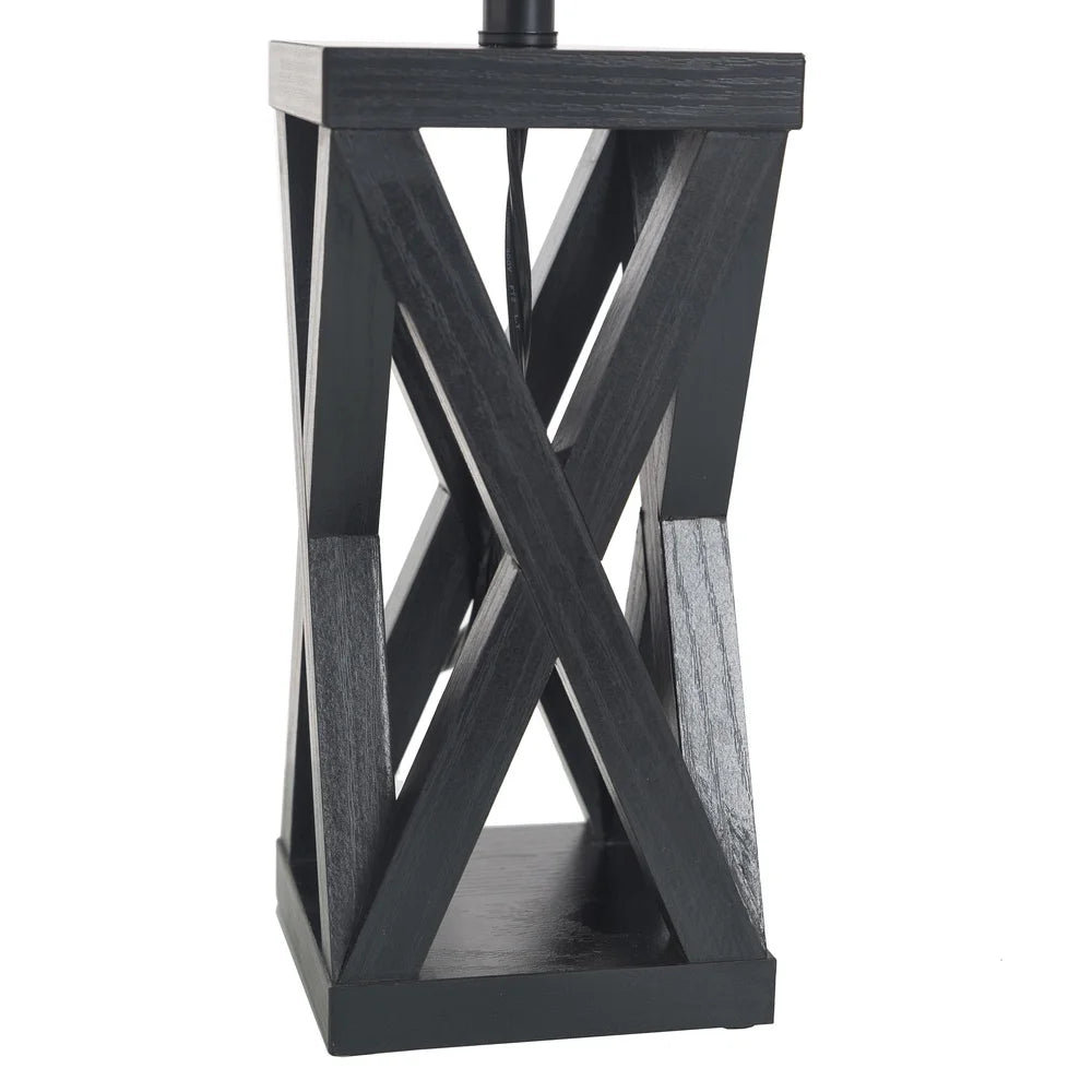 Accent Table Lamp Base Black Wood Construction Rotary Switch Versatile Design Single Socket Home Decor Focal Point Lighting 4.5