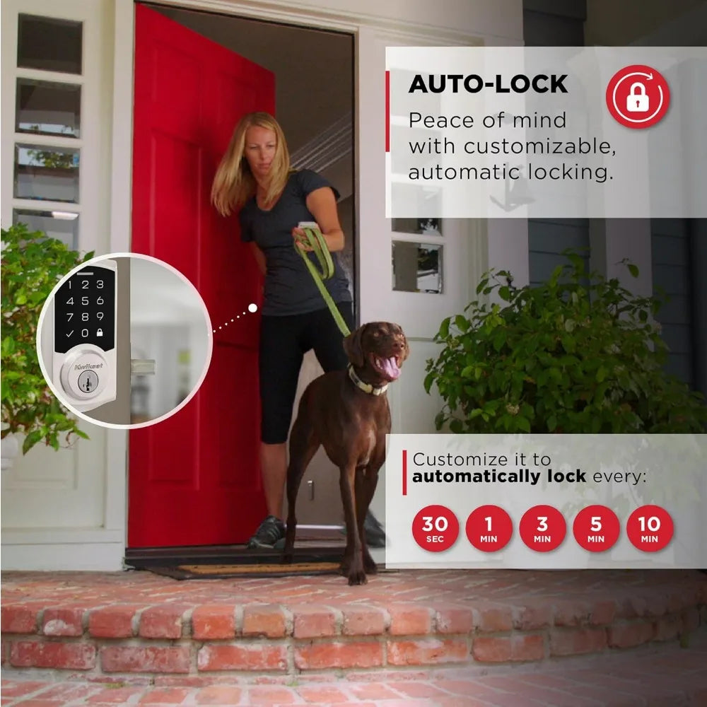 SmartCode 270 Keyless Entry Electronic Touchpad Deadbolt Door Lock with Auto-Lock, Custom User Codes, Advanced Security in Sati