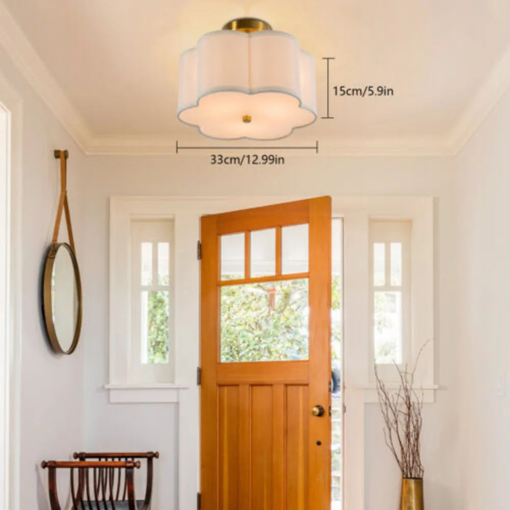 Bymaocar 3 Lights Flush Mount Ceiling Lamp Light Fixture Indoor Lighting Dimming Light Available W/ Drum Shade Fit 10-30㎡ Area