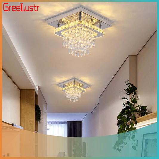 Ceiling Lamp Led Modern Chandelier Pendant Light Drop Crystal Square Design Living Dining Room Home Decor Indoor Hanging Fixture