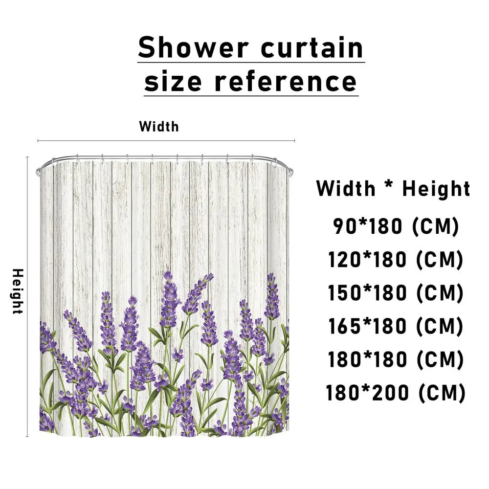 Lavender Shower Curtain Watercolour Art Painting Creative Polyester Bath Curtains Bathroom Decor With Hooks Bathroom Accessories