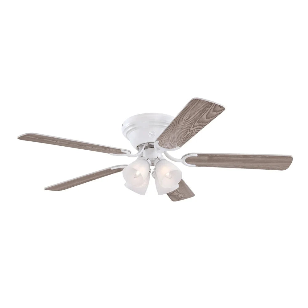 Indoor 52 Inch Reversible Blade Ceiling Fan with Light Kit Dimmable Energy Efficient LED Bulbs Frosted Glass Shades