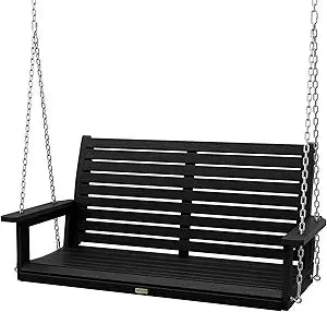 Hanging Porch Swing Outdoor,2-Seat Patio Swing Bench,All-Weather Swing Chair with Hanging Chains,Look Like Real Wood,for Garden