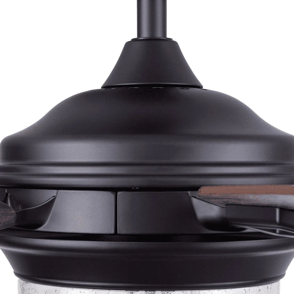 52 Inch Matte Black Ceiling Fan with Lights 5 Reversible Blades Pull Chain Control Dimmable Quiet Performance Indoor Outdoor Use