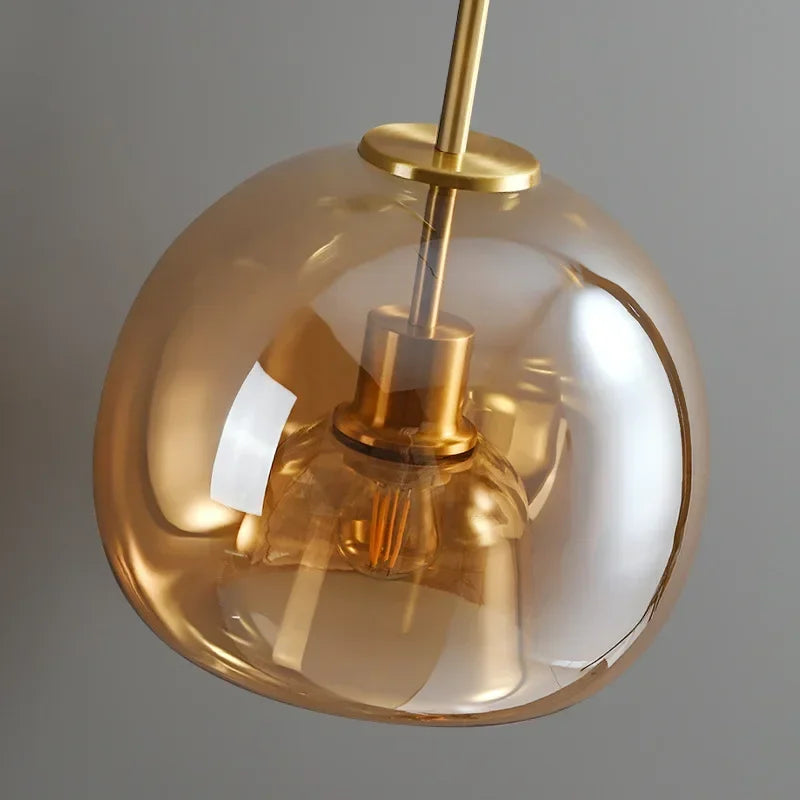 Nordic Luxury Retro Round Glass Ceiling Lamp Bedroom Corridor LED Pendant Chandelier Home Interior Decoration Art  Lighting