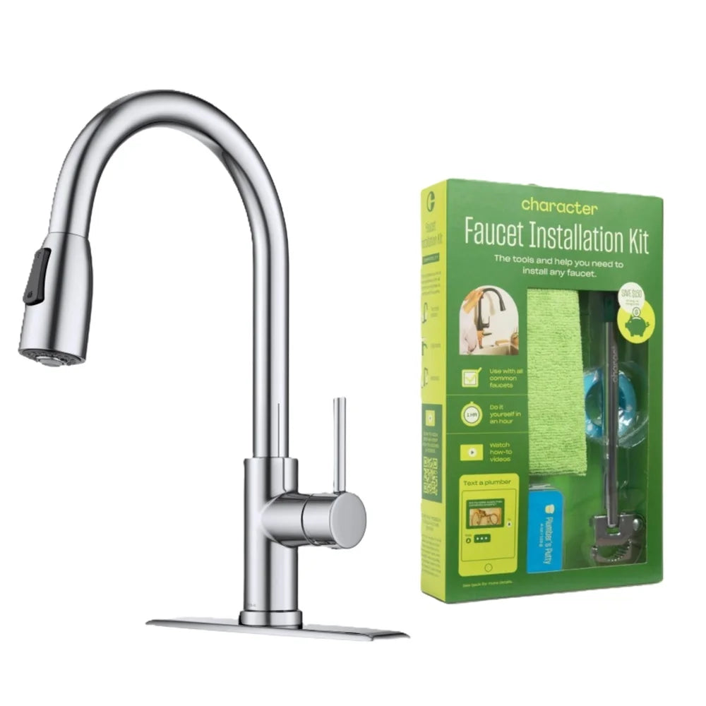 Pull Down Kitchen Faucet Installation Kit with Reach Technology Dual Function Sprayhead Easy DIY Installation Universal Design