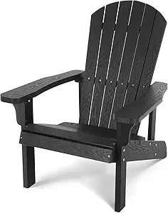Folding All-Weather Adirondack Chairs Set of 4, 400 lbs Support, Fire Pit Chairs, Outdoor Adirondack Chair, Plastic Chair, for B