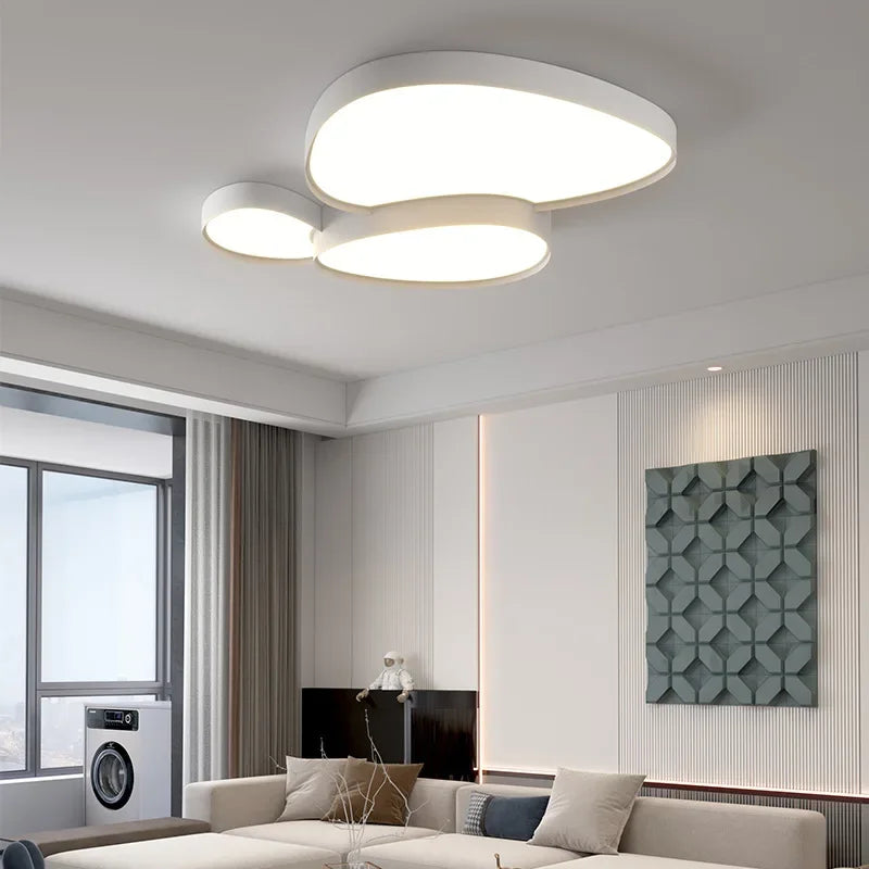 Living Room Lamp Ceiling Lights Bedroom Dining Room Simple Nordic Modern Black White LED Chandelier Home Decor Lusters Fixture