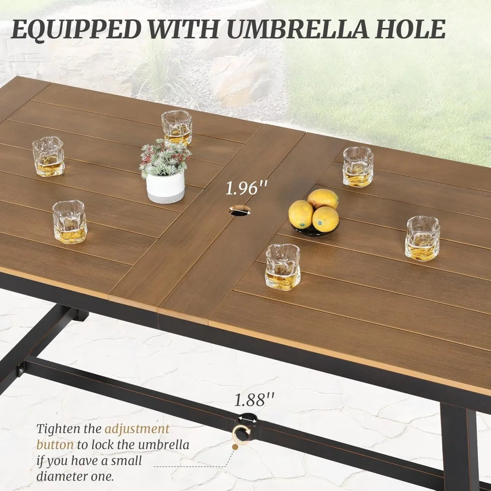 Patio Table and Chairs Set, Patio Furniture Set, 7-Piece, HDPS All-Weather Material Outdoor Dining Set, Outdoor Furniture Set wi