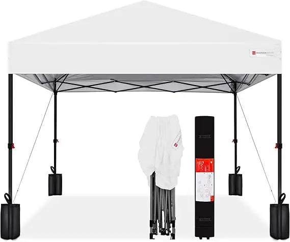12x12ft 1-Person Setup Pop Up Canopy Tent Instant Portable Shelter w/ 1-Button Push, Case, 4 Weight Bags - Navy Blue
