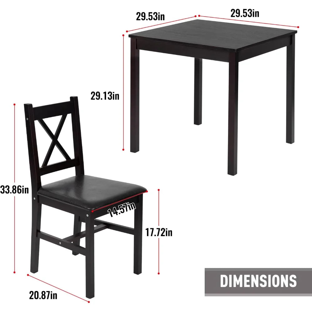 Dining Kitchen Table Dining Set Wood 3 Piece Upholstered Grid Dining Room Table and Chairs for 2