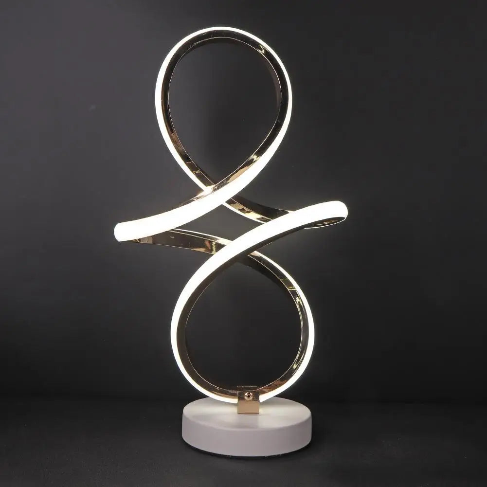 Modern Spiral LED Table Light Metal Bedside Decorative Lighting with US Adapter
