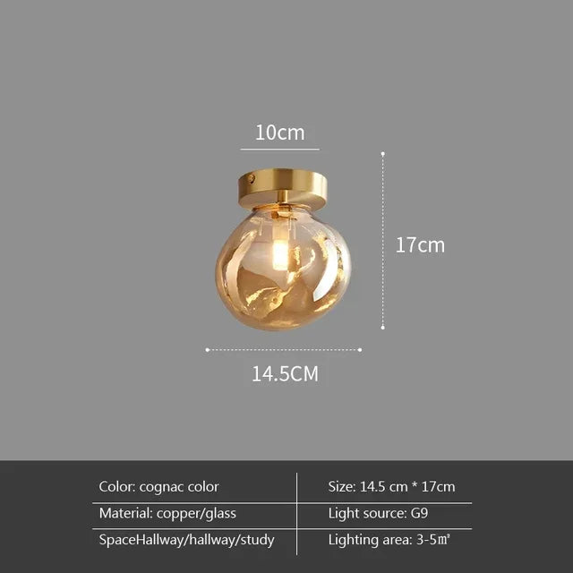 Nordic Luxury Retro Round Glass Ceiling Lamp Bedroom Corridor LED Pendant Chandelier Home Interior Decoration Art  Lighting