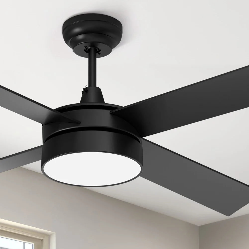 Dextrus 48" Black Ceiling Fan with Light Remote 4 Blades Memory Function & Night Light Mode