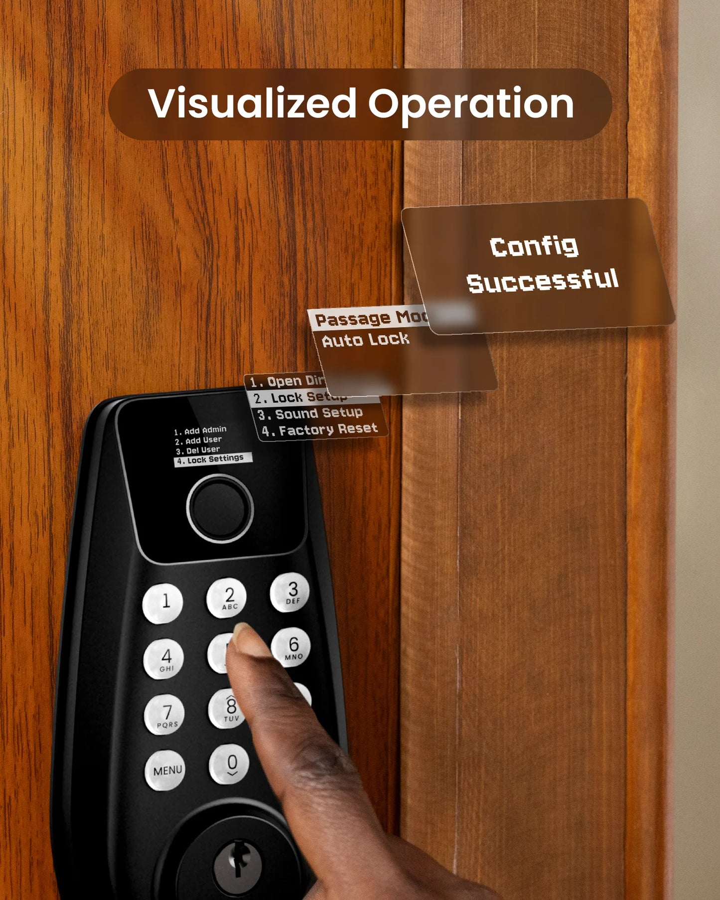 DESLOC Keyless Entry Door Lock with Display, Smart Locks with 100 Fingerprints Storage, Keypad Deadbolt for Front Door,Auto-Lock