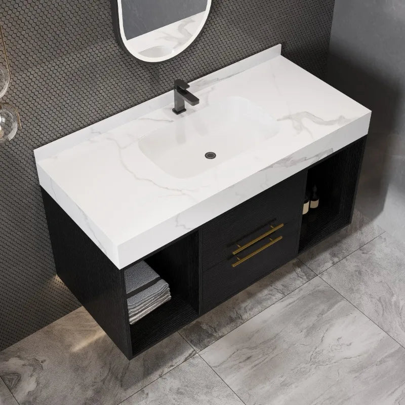 39.4" Bathroom Vanities With Ceramic Sink,Floating Bathroom Vanity,Wall Mounted Storage Cabinet With 2 Drawers
